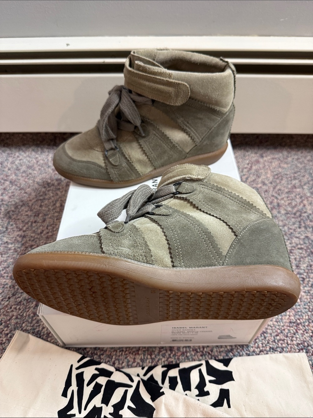 Isabel Marant Over Basket Bluebel Wedge Sneakers - Taupe - Picture 3 of 11